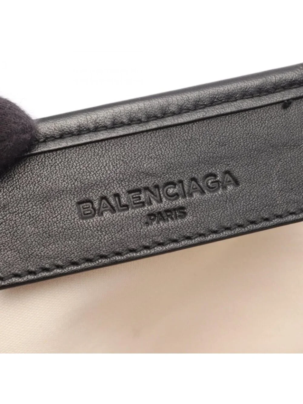 Balenciaga Tote Bag Navy Cabas M Black Natural Canvas Leather